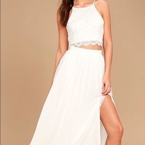 MIDNIGHT MEMORIES WHITE LACE TWO-PIECE MAXI DRESS